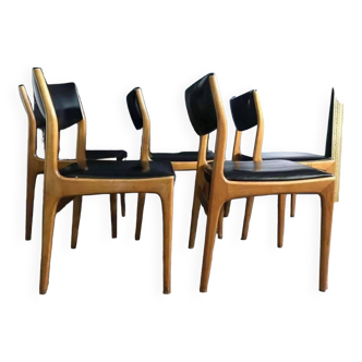 Suite de 5 chaises vintage scandinaves, meubles sièges anciens