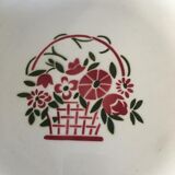 Plat rond ancien en porcelaine estampillé FB pot Faïence Badonviller