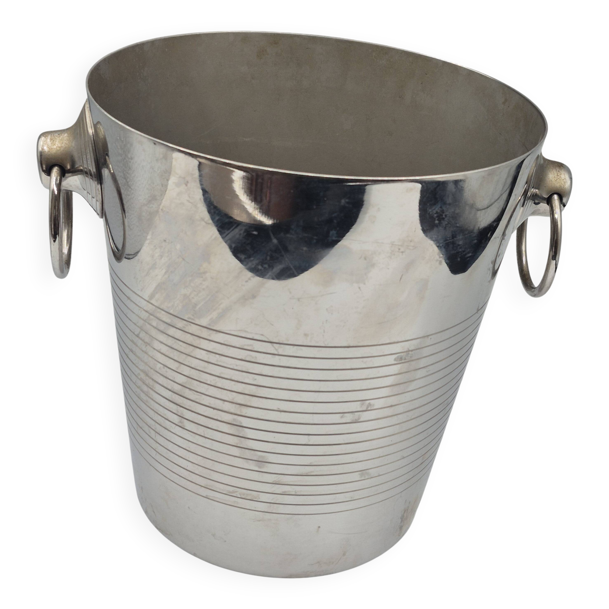 Vintage Létang Rémy champagne bucket in 18/10 stainless steel – ring handles – Fr