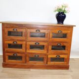 9-drawer chestnut seed cabinet, France 1960
