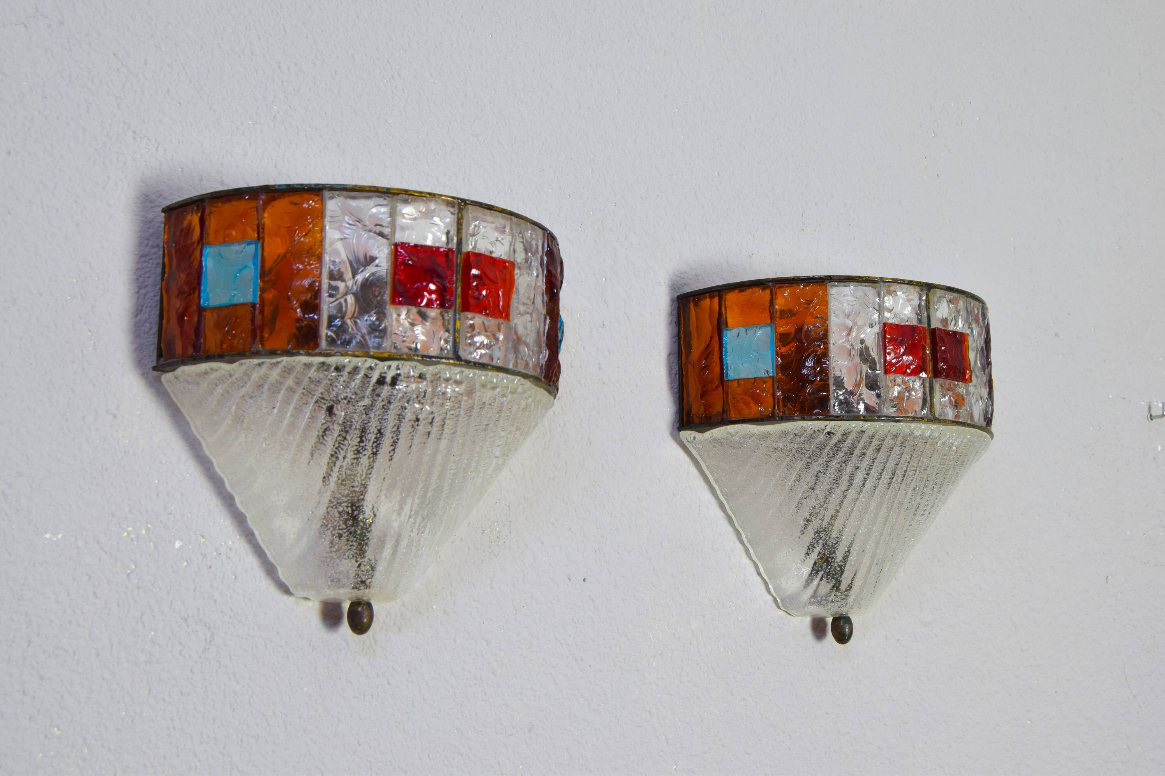 Set of Two Mid-Century Italian Modern Longobard Poliarte Sconces