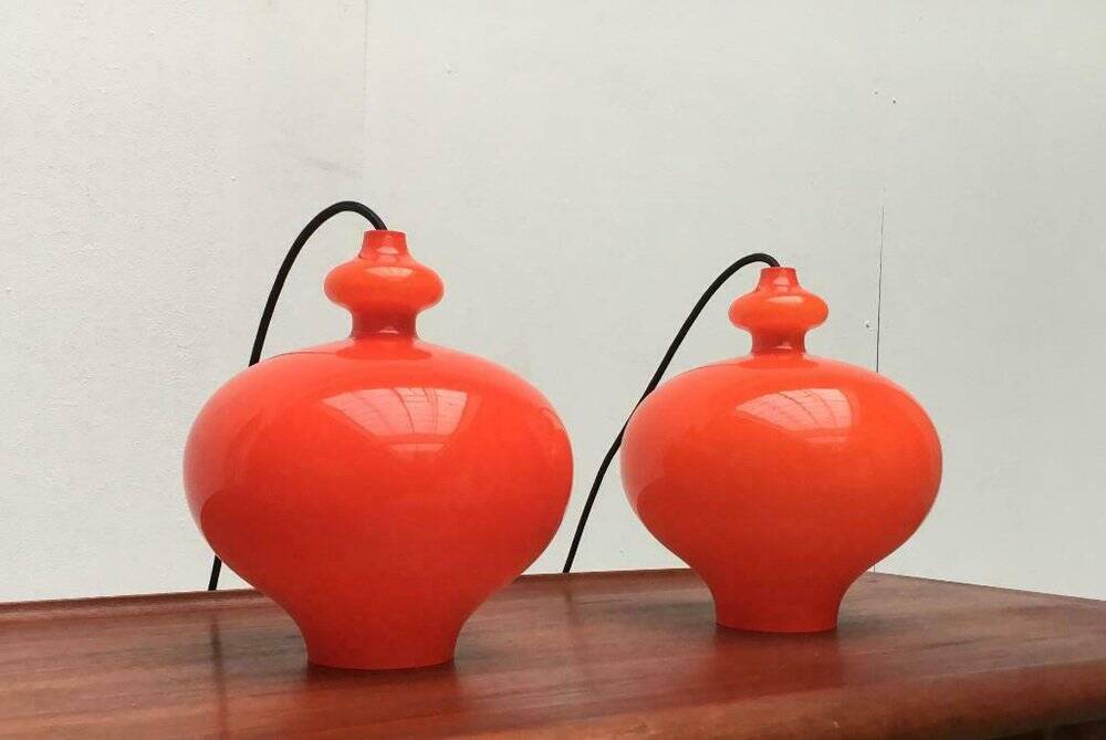Mid-century Swedish space-age glass pendant lamp by Hans-Agne Jakobsson for Staff and Holmegaard, 1960s.