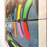 Richard Frank 'Wise Bird Strategy' Painting, Oil On Canvas 1980 Exotic Postmodern Miami