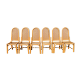 Lot de 6 chaises vintage 60's 70's Rosé Nordwolde en rotin et canage