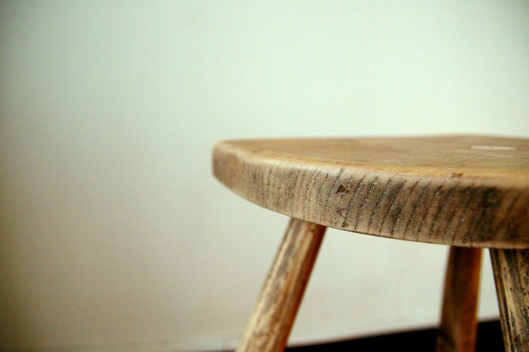 Brutalist wooden stool
