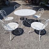 Old wrought iron garden furniture 3 armchairs + 2 chairs