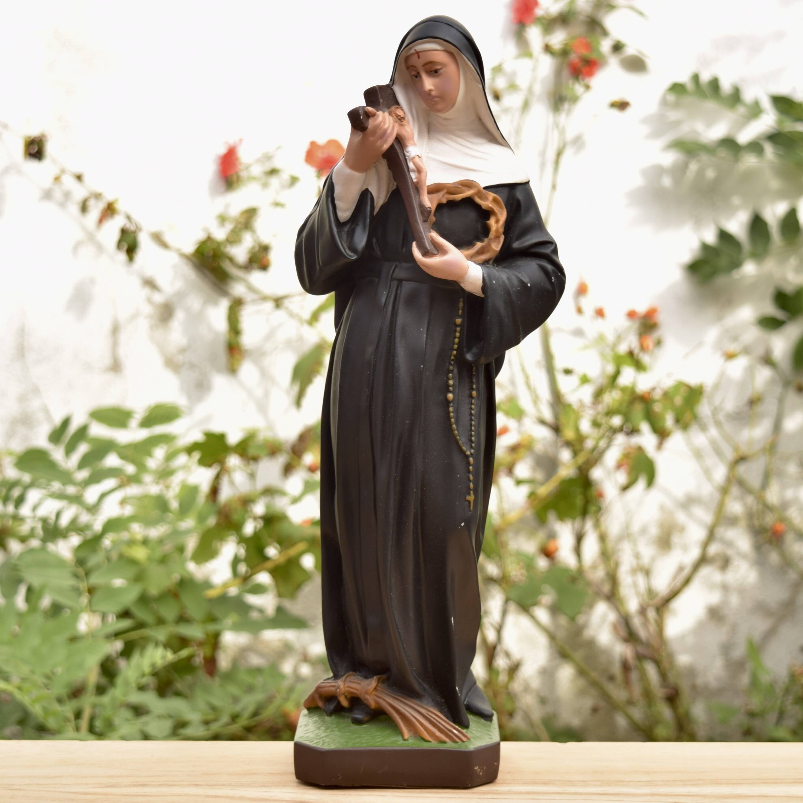 Saint Rita statuette in hand-painted resin - 40 cm - Made in Italy