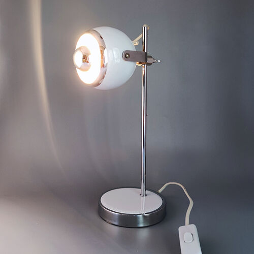 1970s white eyeball table lamp by Veneta Lumi, made in Italy