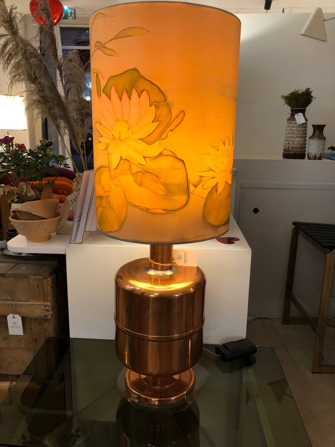Copper and silk lamp, 1970