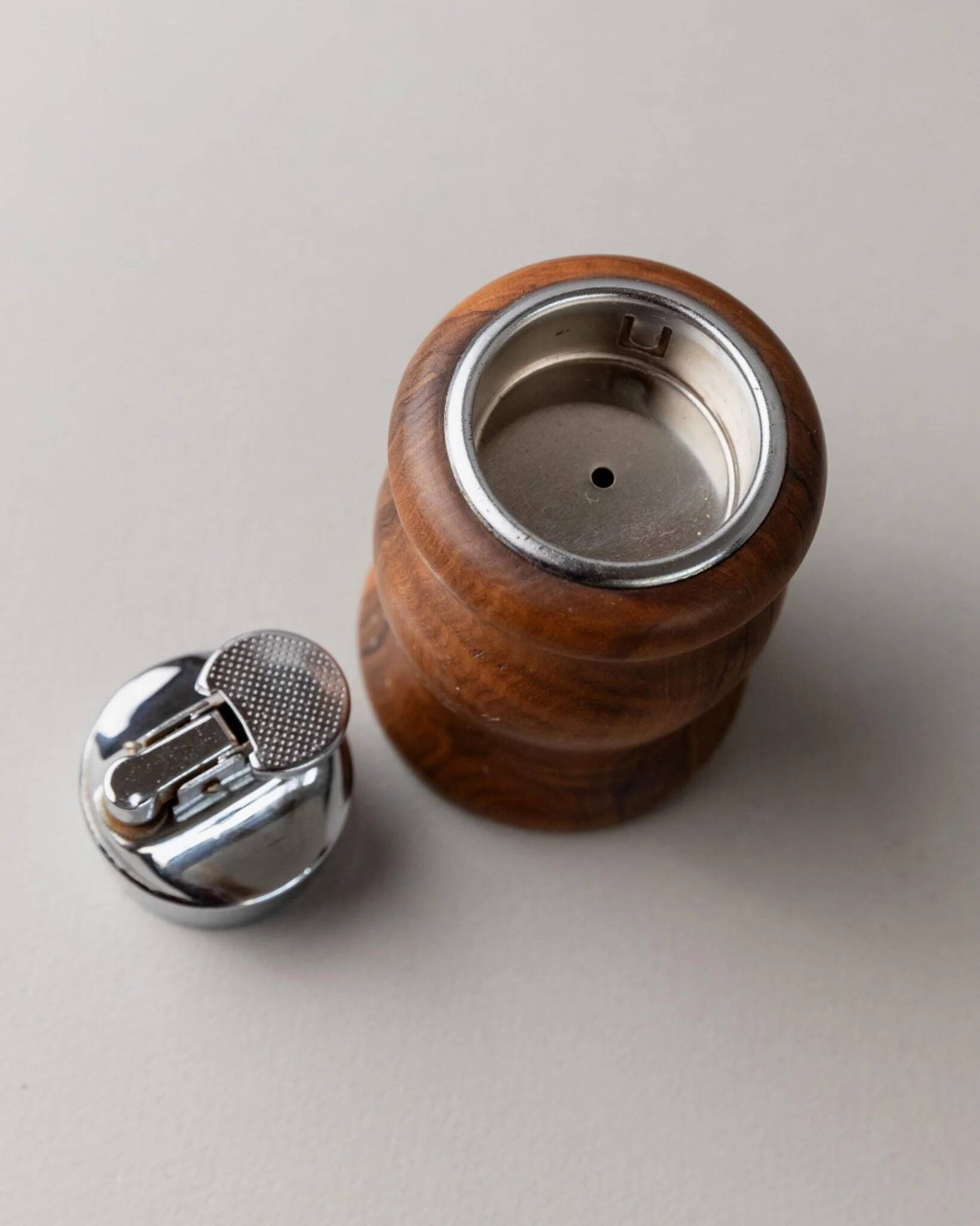 Brown Wood Vintage Lighter with Curved Italian Design, 1960s Table Accessory - Refined Gift