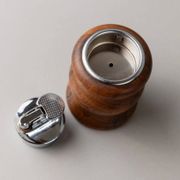 Brown Wood Vintage Lighter with Curved Italian Design, 1960s Table Accessory - Refined Gift