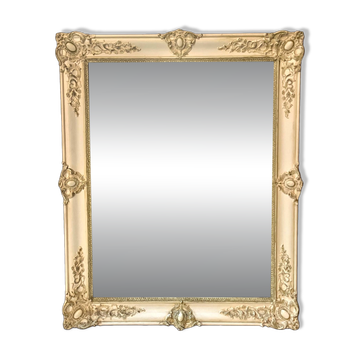 Large patinated wooden wall mirror Restoration 19th century