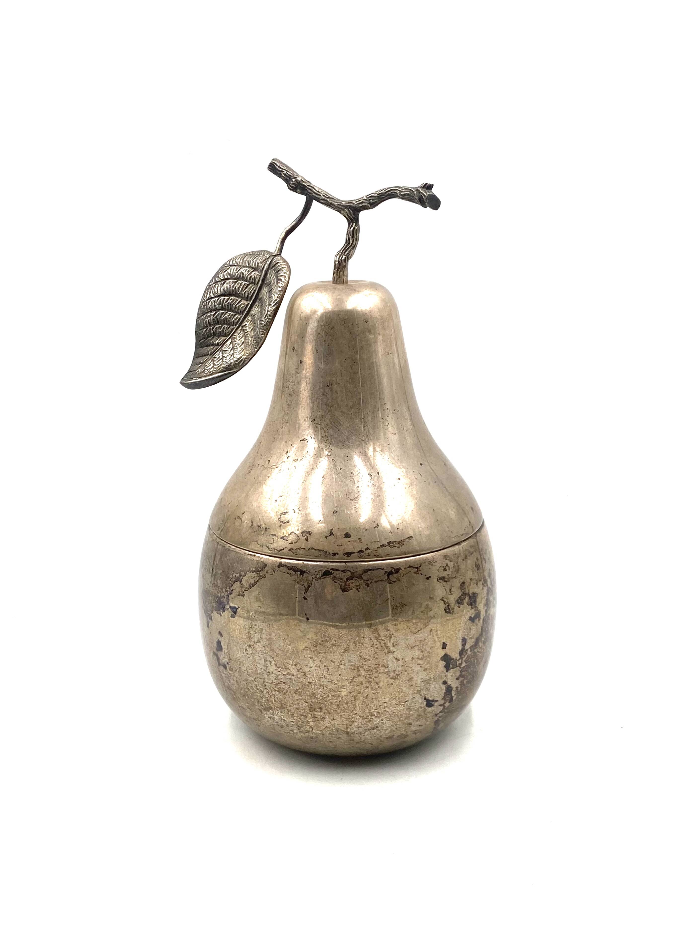 Modern silver-plated Pear wine cooler / ice bucket, Teghini Firenze Italy 1970s