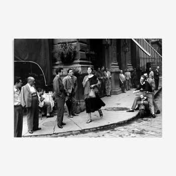 Photographie "American girl in Italy" 1951 grand format : 20 x 30 cm