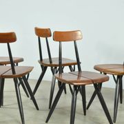 🟡 PIRKKA dining table chairs, Ilmari Tapiovaara, Laukaan Puu, Finland 1950