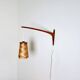 Swivel Arm Teak Wall Lamp With Pine Veneer Shade By Unknown Designer, Sweden 1960S