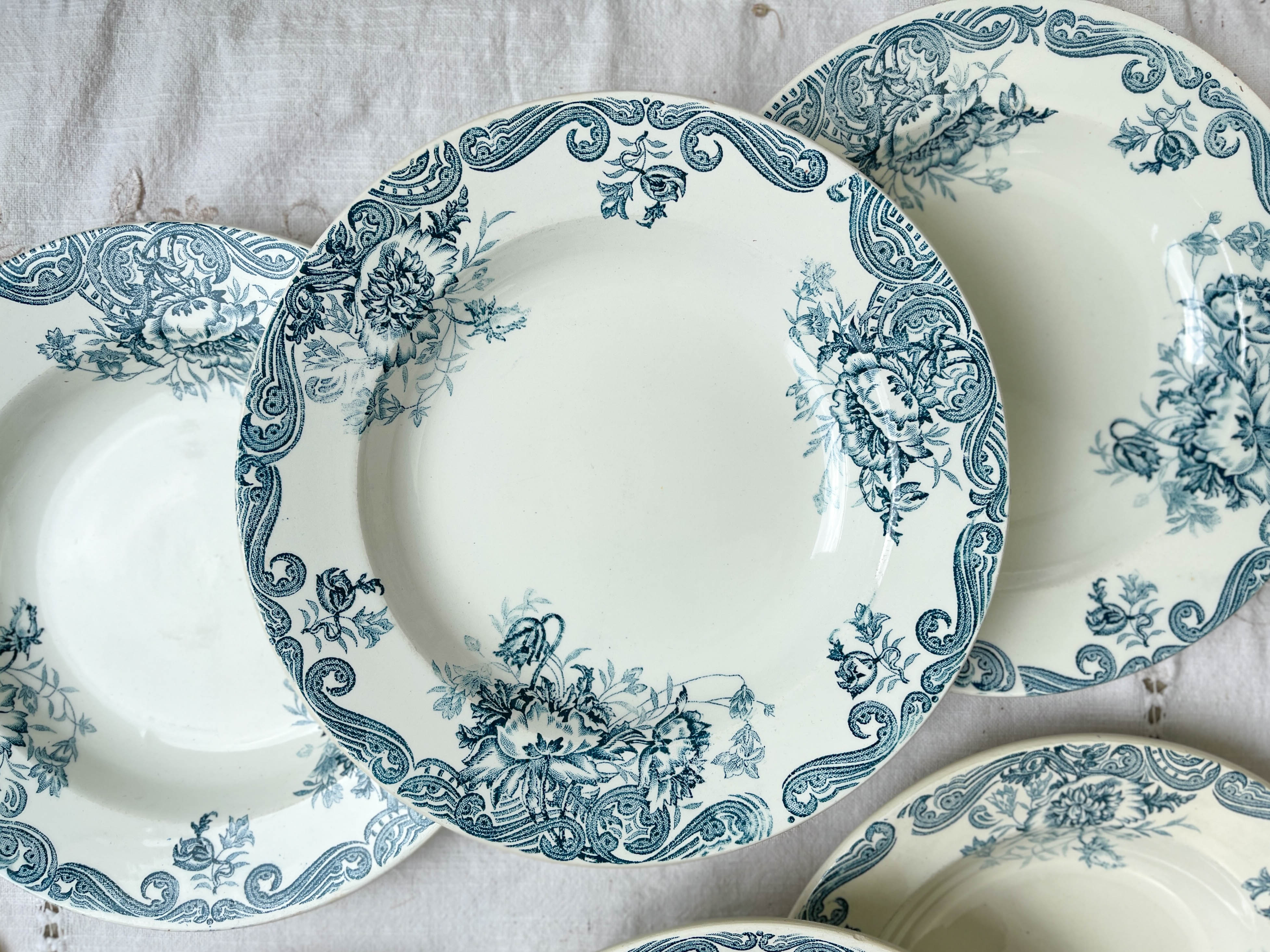6 assiettes creuses vintage terre de fer clairefontaine modèle "pavot"