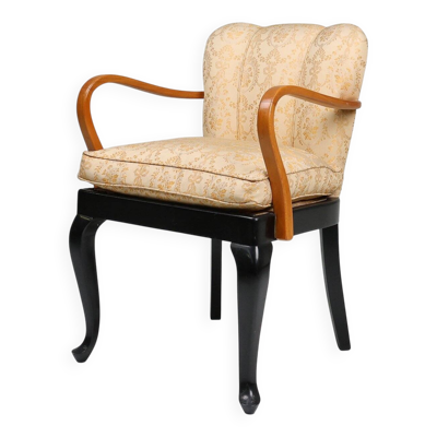 Chaise latérale Art Déco en hêtre, France vers 1940