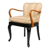 Chaise latérale Art Déco en hêtre, France vers 1940