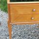 Vintage pair of bedside tables from the 1950s in sycamore and a mirror.