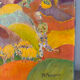 Naive painting: shepherd with sheep, oil on canvas signed