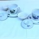 Two tea cups with lids, saucers, filters, porcelain Singer France limoges