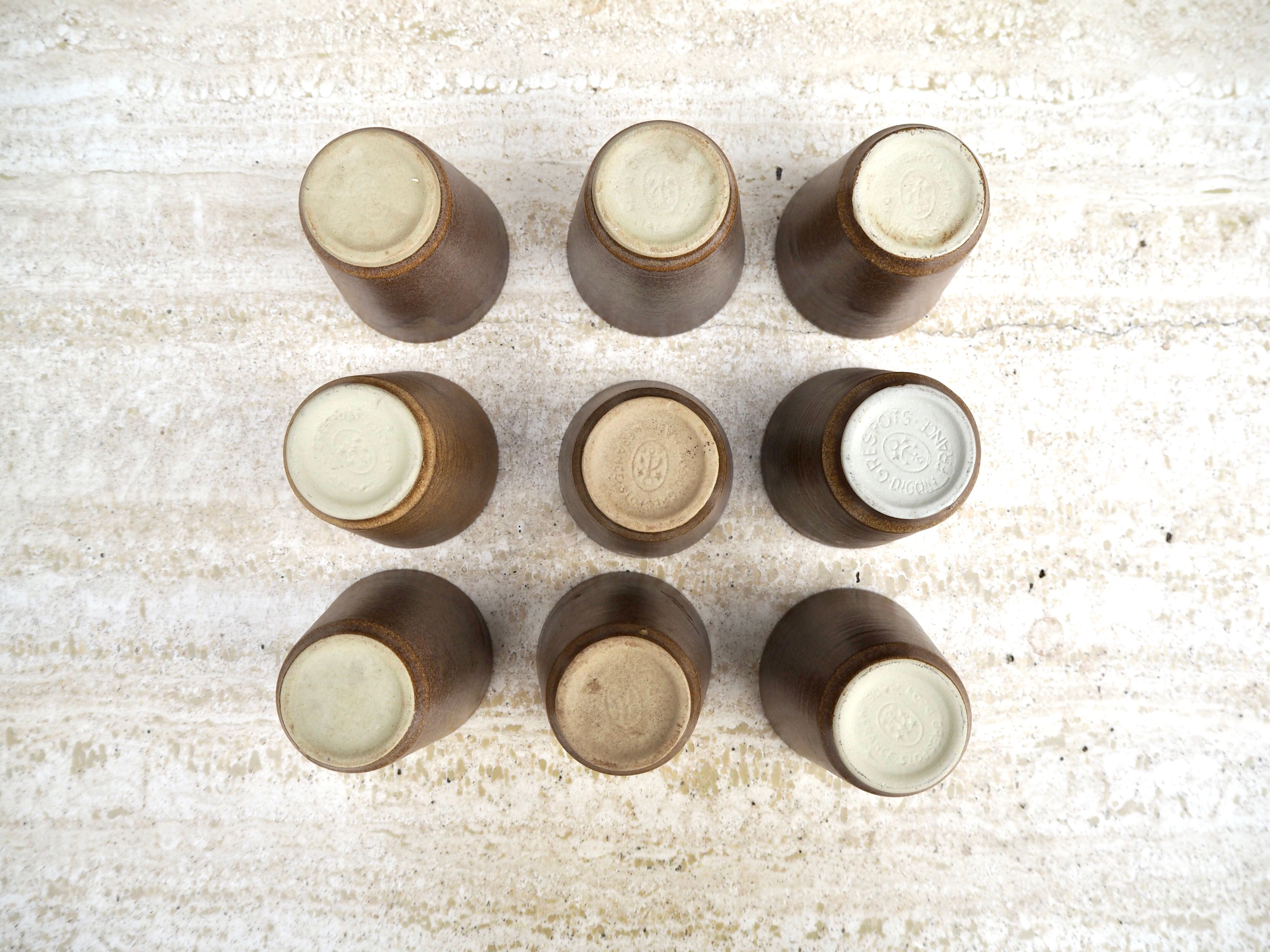 Set of 9 cups in Digoin sandstone