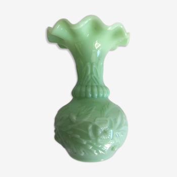 Jade green opaline vase