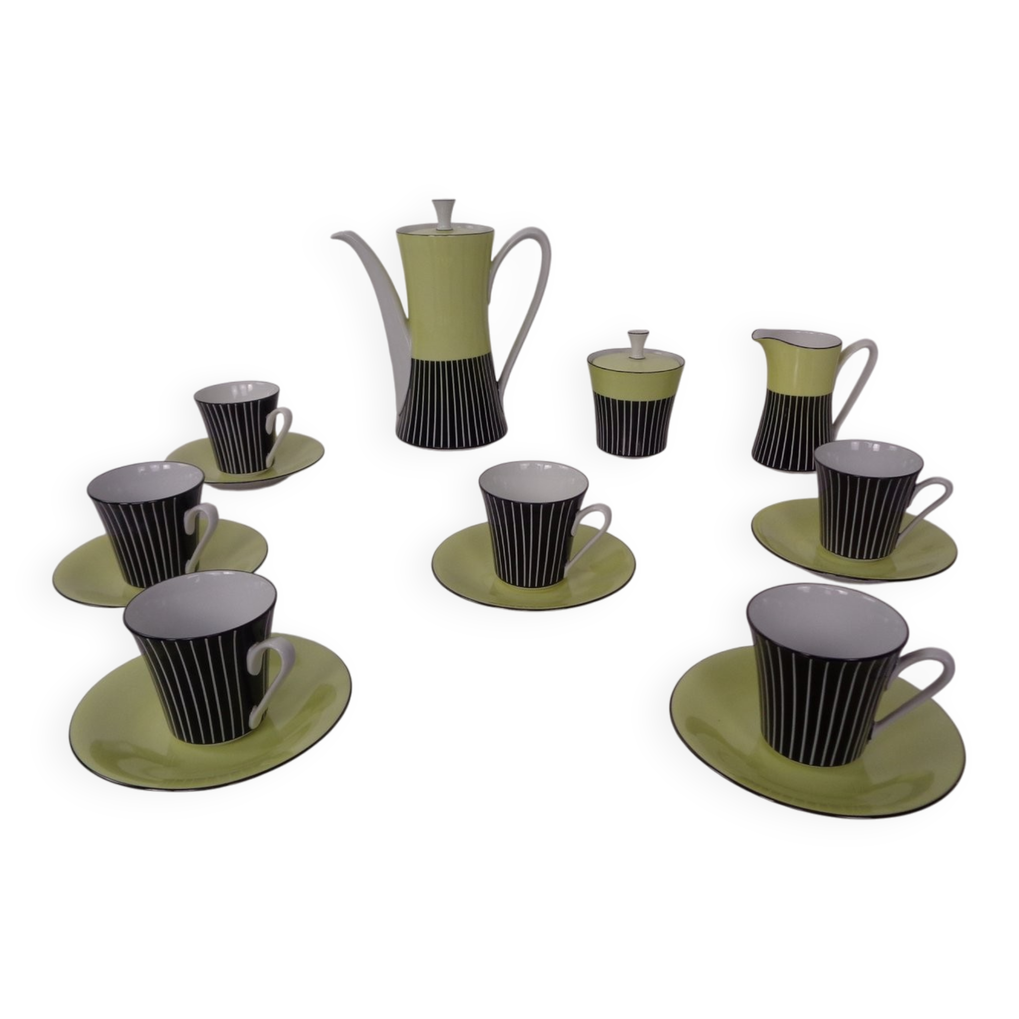 Coffee service for 6 from Vokstedt, Germany, 1950s, set of 17.