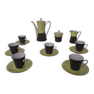 Coffee service for 6 from Vokstedt, Germany, 1950s, set of 17.