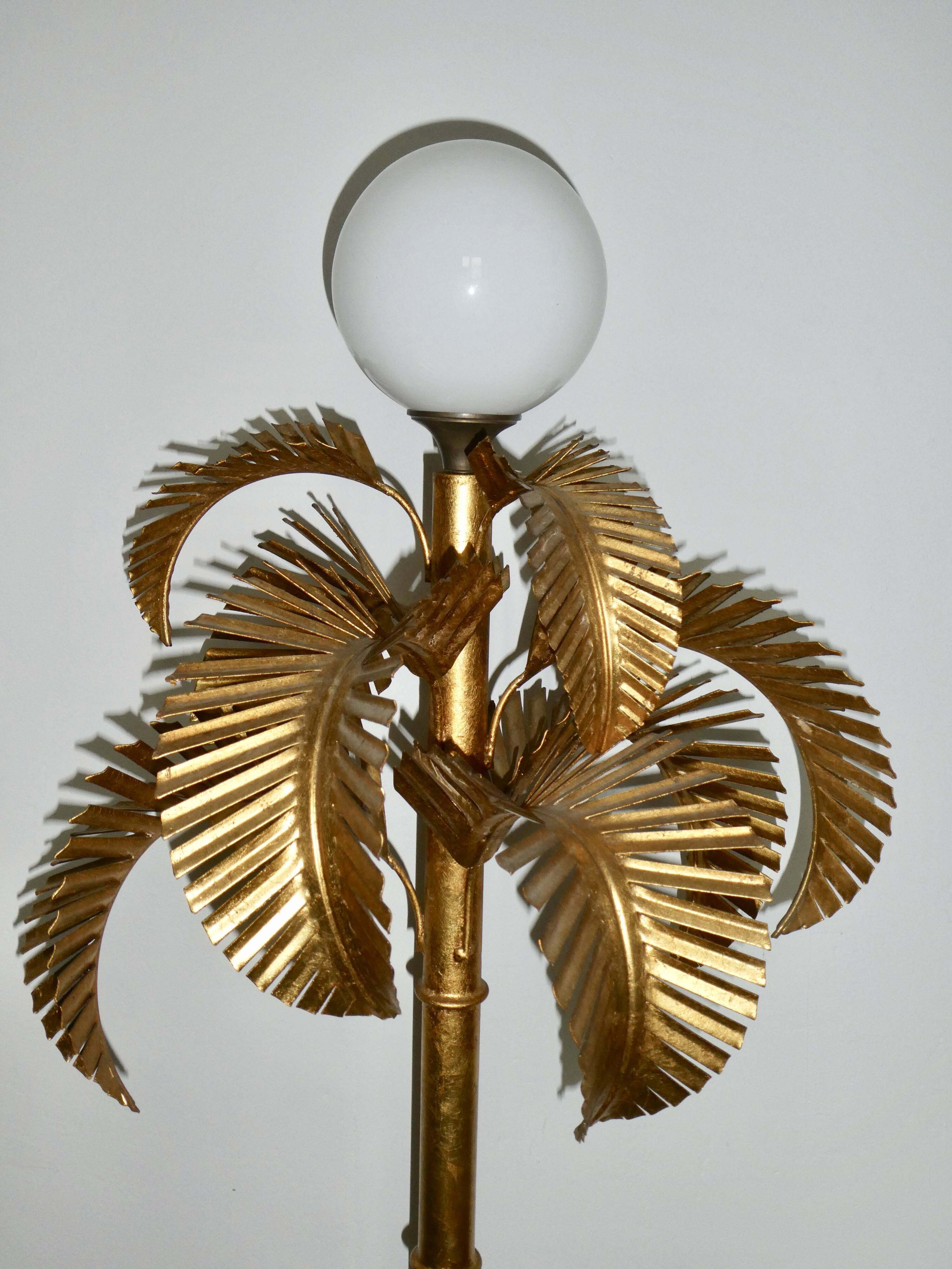 Golden metal palm lamp, 70s