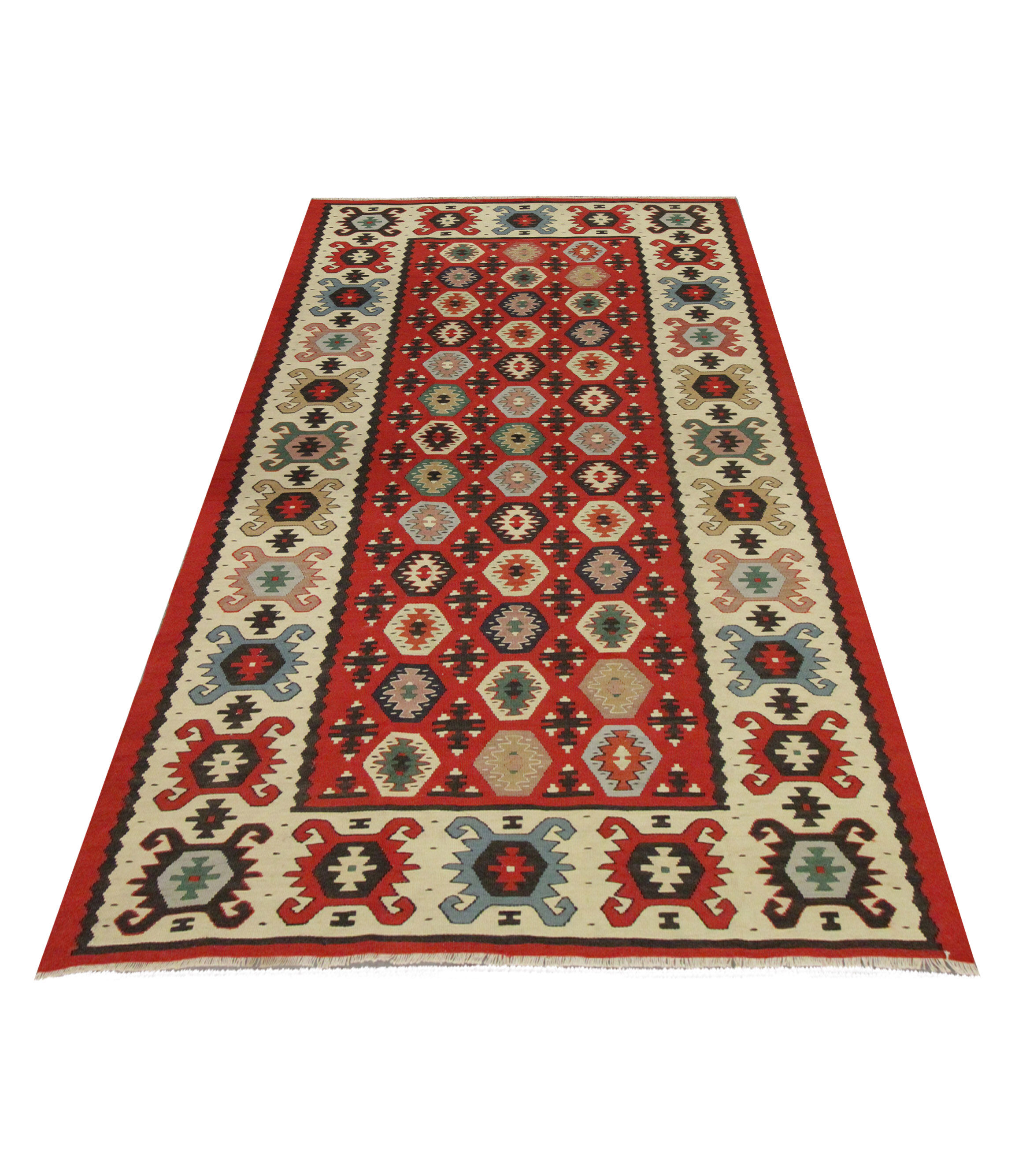 Vintage Turkish Sarkoy, 1960s Handmade Flat Woven Wool Area Rug- 98x181cm