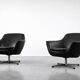 Vintage Mid-Century Scandinavian Modern Black Swivel Chairs, Set of 2