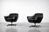 Vintage Mid-Century Scandinavian Modern Black Swivel Chairs, Set of 2