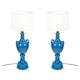 Paire de lampes de table de Pol Chambost (1906-1983), faïence émaillée bleu.