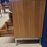 Solid wood chest of drawers with chrome legs from the 1970s.