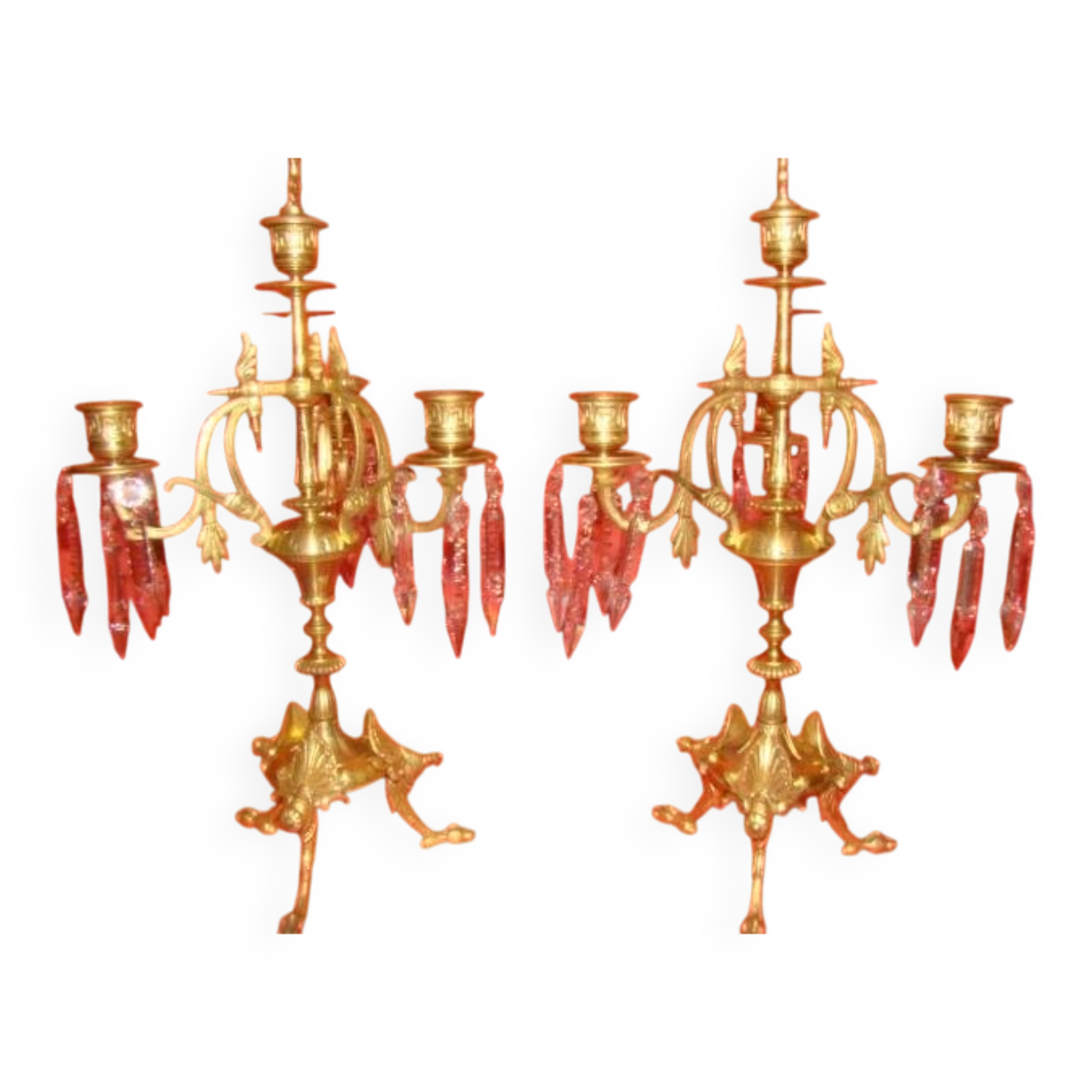 pair of bronze candelabra with 4 candle holders from the late 19th century