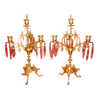 pair of bronze candelabra with 4 candle holders from the late 19th century