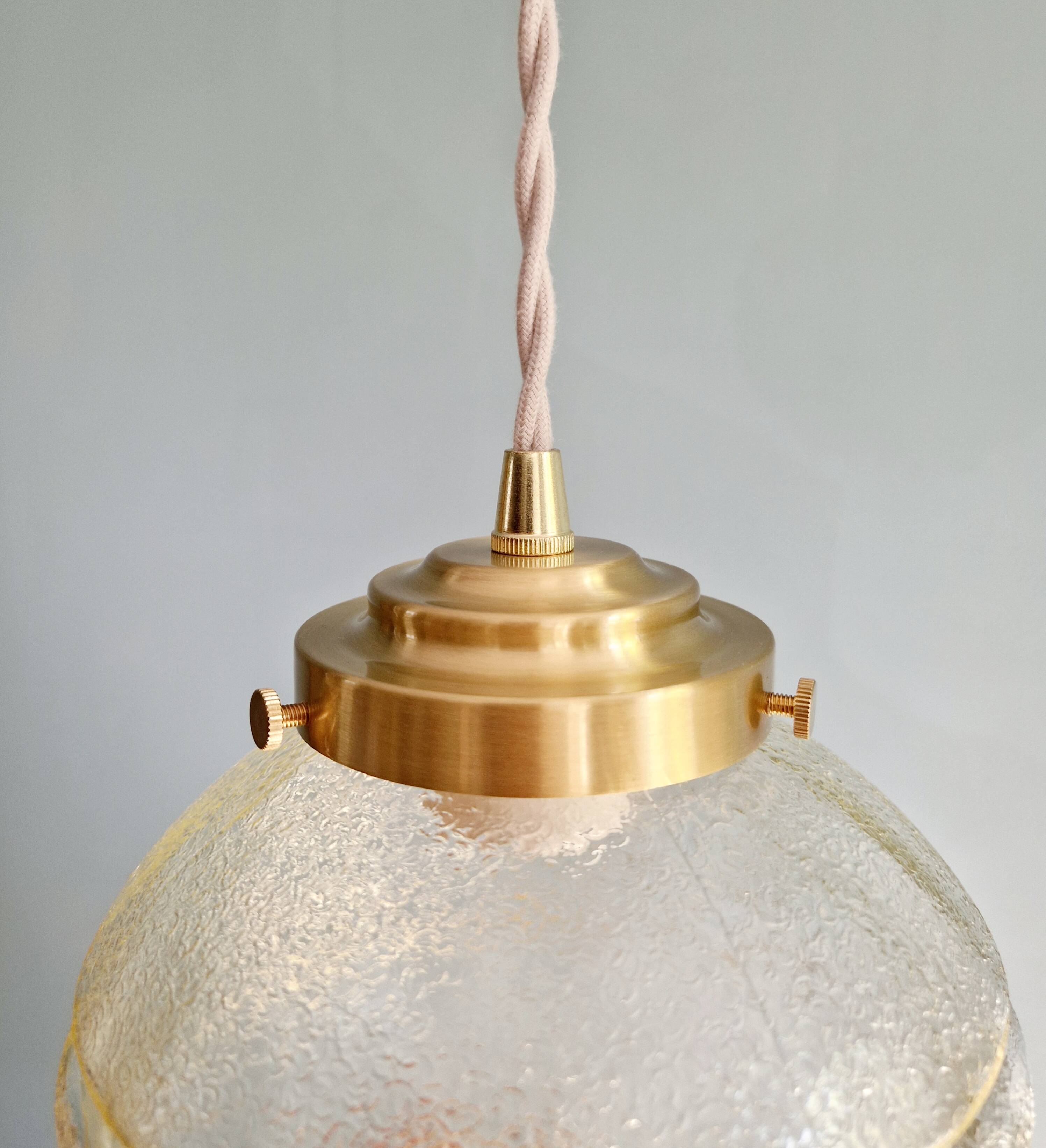 Space Age pendant light in yellow clear glass (13 available), 1960s-70s