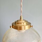 Space Age pendant light in yellow clear glass (13 available), 1960s-70s