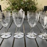 4 Saint Louis water glasses. Venetian ribbed massenet model
