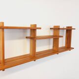 Vintage pine wall shelf in Maison Regain style from the 80s