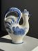 Vintage white ceramic carafe with blue Gjel-style decoration, USSR.
