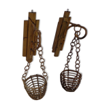 Pair of bamboo sconces for plants