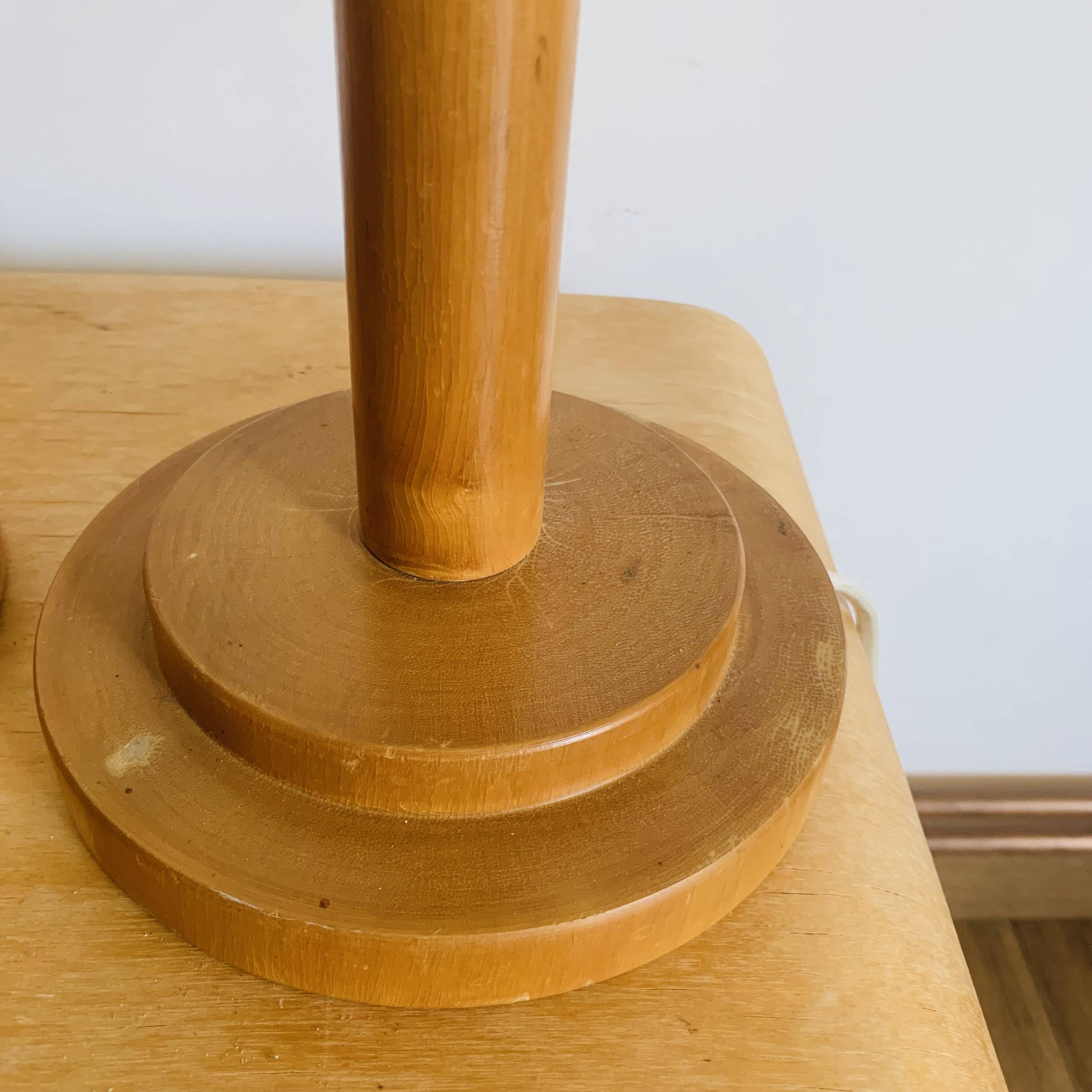 Pair of vintage I.M.T. wooden lamps from the 70s/80s.