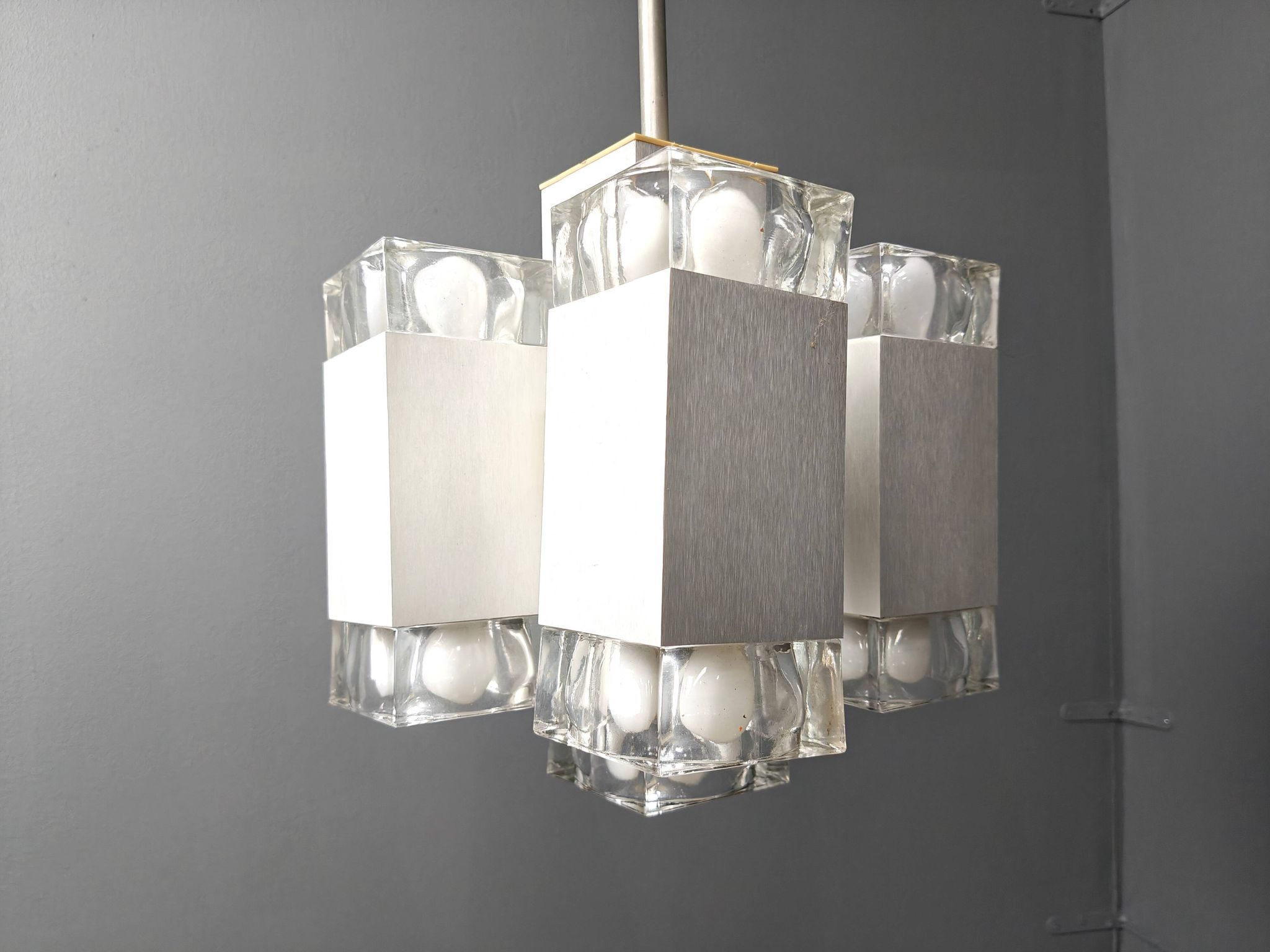 Vintage Italian cubic chandelier by Gaetano Sciolari, 1970s