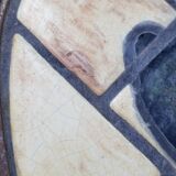 Oval coffee table ceramic wrought iron vintage