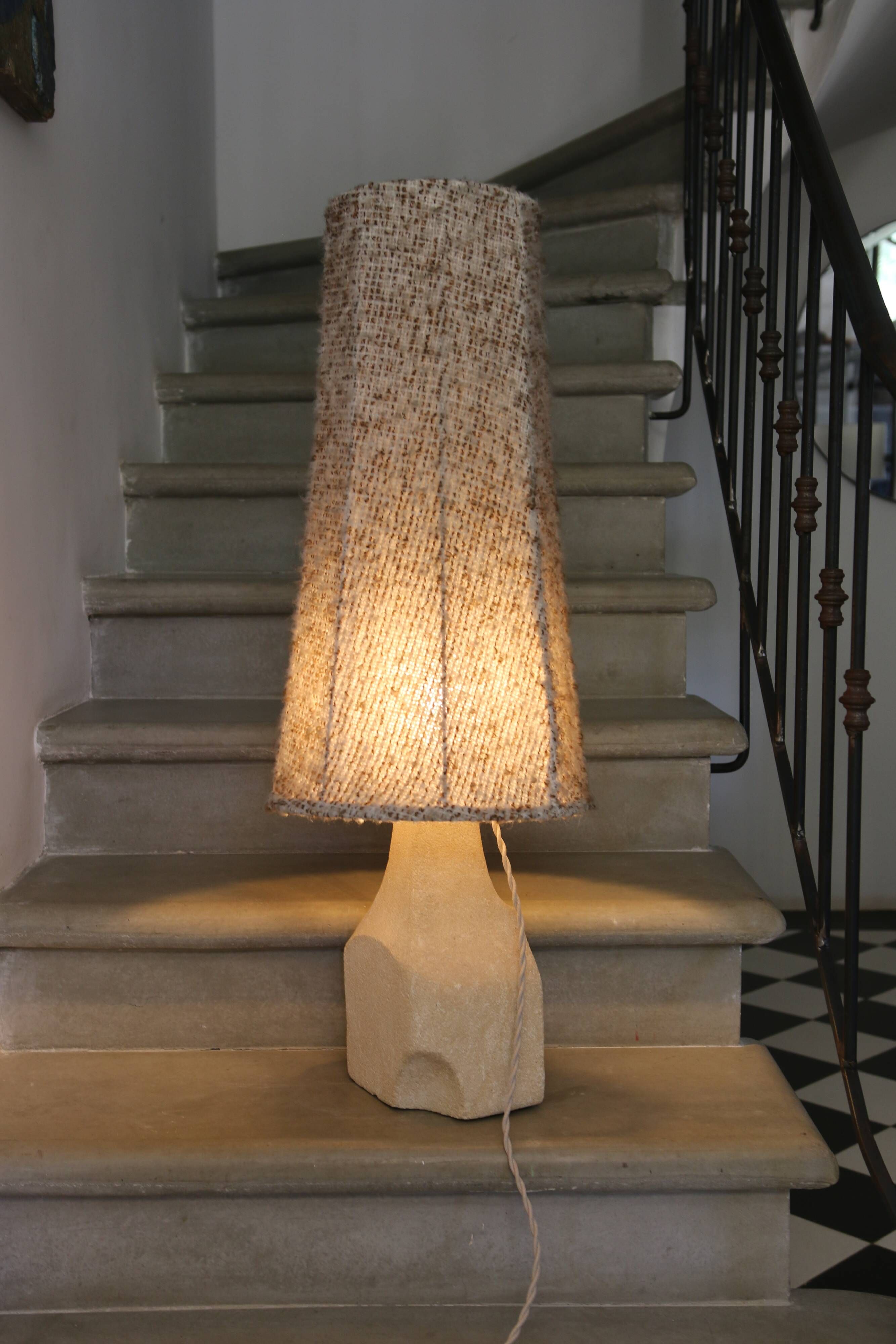 Large sculpted stone lamp, in the style of Albert Tormos, 1970s.