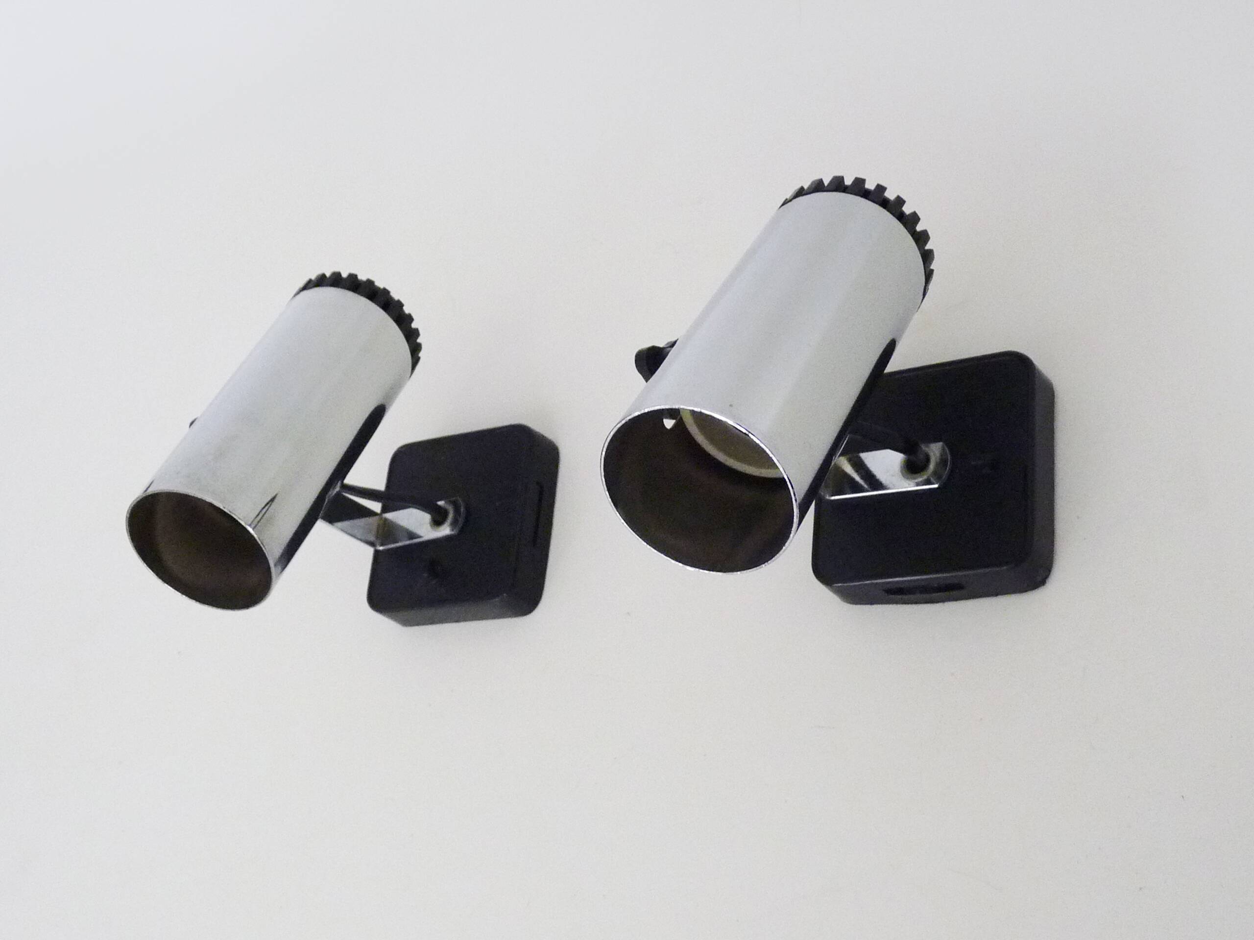 Pair of Targetti style adjustable spotlight wall lights from the 1970s
