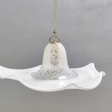 Postmodern white murano glass pendant marked la murrina, italy 1980s